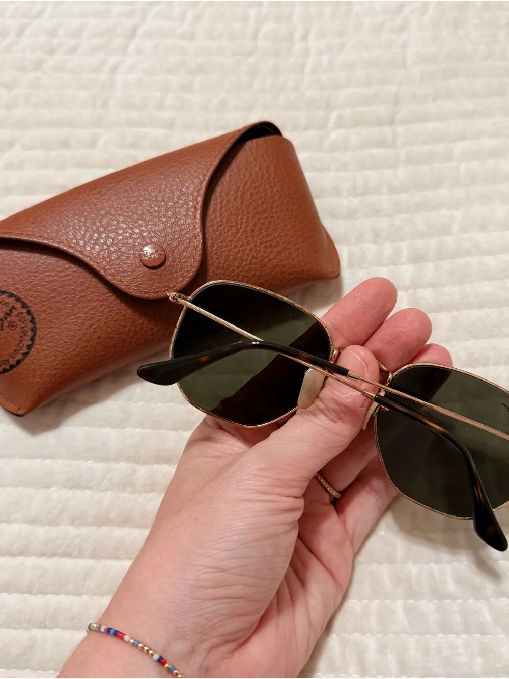 Ray-Ban Hexagonal Frame Sunglasses with Silve/Blue Flash Lenses